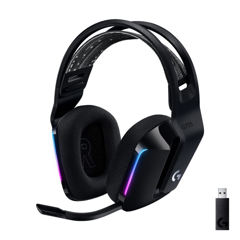 Logitech G G733 LIGHTSPEED Wireless RGB Gaming Headset Auriculares Inalámbrico Diadema Juego Negro