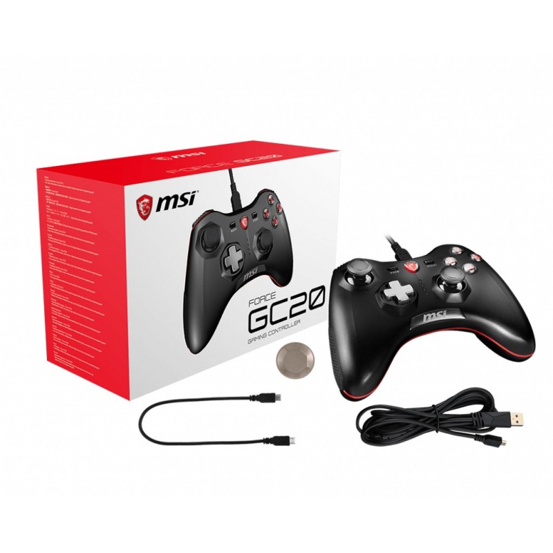 MSI Force GC20 Negro USB 2.0 Palanca de mando Analógico Digital Android, PC