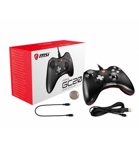 MSI Force GC20 Negro USB 2.0 Palanca de mando Analógico Digital Android, PC