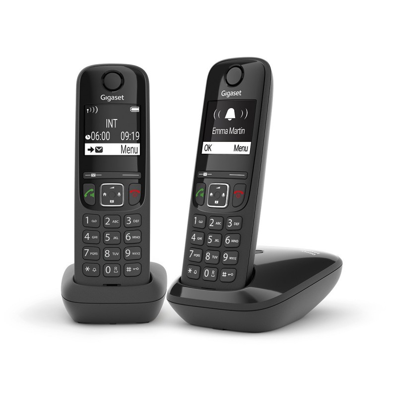 Gigaset AS690 DUO Téléphone analog dect Identification de l'appelant Noir
