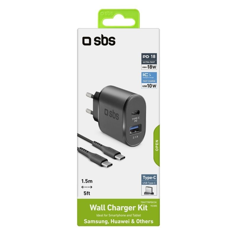 Adaptador Viaje Universal 2x USB SBS Negro