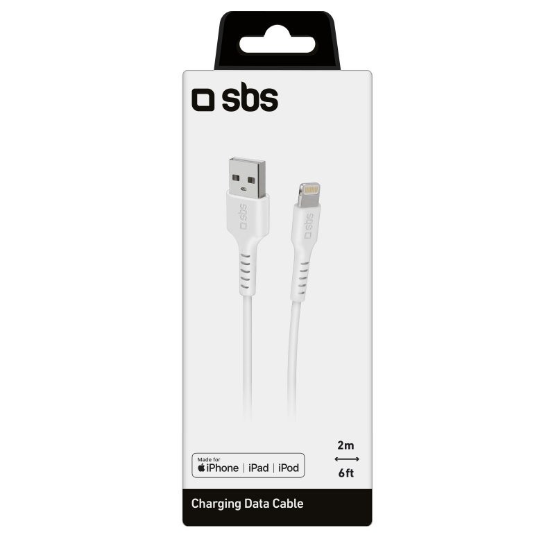 SBS TECABLEUSBIP5289W Lightning-Kabel 2 m Weiß
