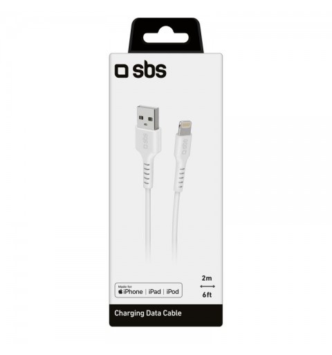 SBS TECABLEUSBIP5289W cavo Lightning 2 m Bianco