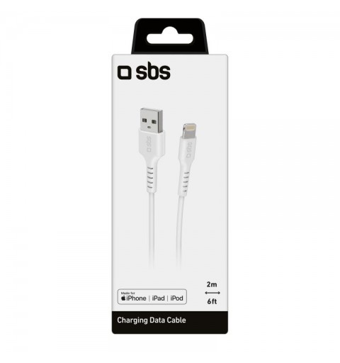 SBS TECABLEUSBIP5289W Lightning-Kabel 2 m Weiß