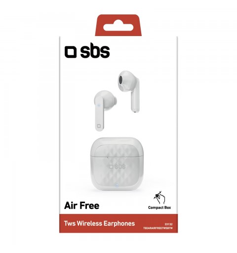 SBS TWS Air Free Cuffie True Wireless Stereo (TWS) In-ear Musica e Chiamate Base di ricarica Bianco