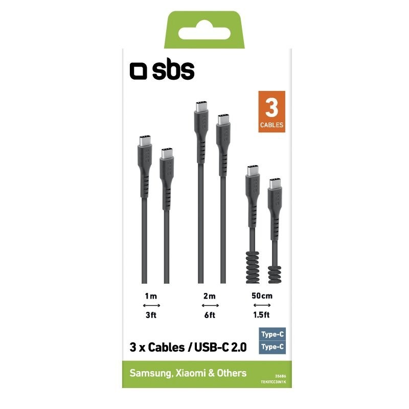 SBS TEKITCC3IN1K cable USB 2 m USB 3.2 Gen 1 (3.1 Gen 1) USB C Negro