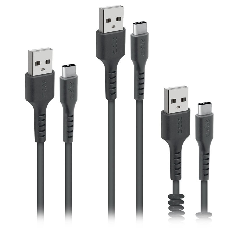 SBS TEKITUSBC3IN1K cable USB 2 m USB 2.0 USB A USB C Negro