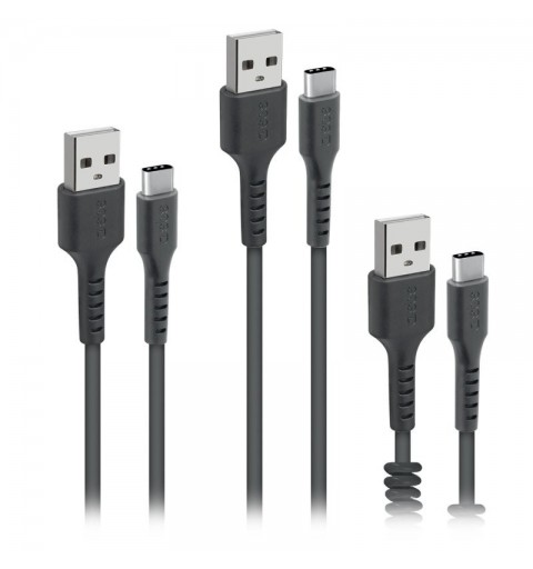 SBS TEKITUSBC3IN1K cable USB 2 m USB 2.0 USB A USB C Negro