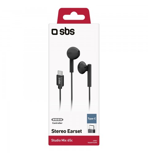 SBS Studio Mix 65c Cuffie Cablato In-ear Musica e Chiamate USB tipo-C Nero