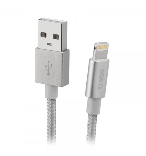 SBS TECABLEUSBIP589BS lightning cable 1 m Silver