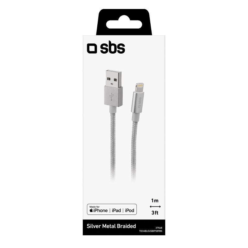 SBS TECABLEUSBIP589BS lightning cable 1 m Silver