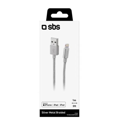 SBS TECABLEUSBIP589BS cavo Lightning 1 m Argento