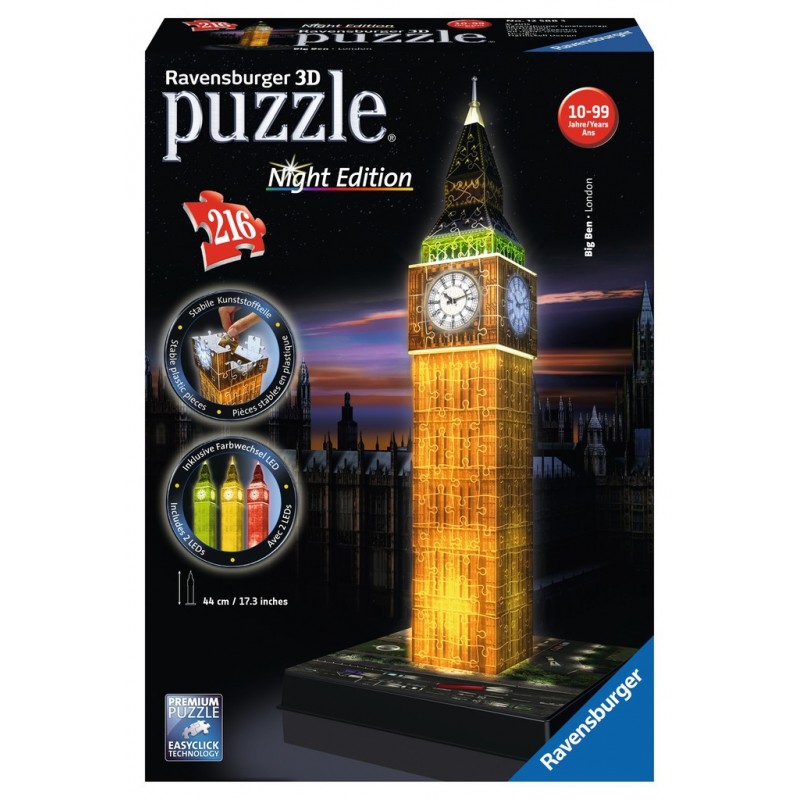 Ravensburger Big Ben Night Edition Puzzle 3D 216 pz Edifici