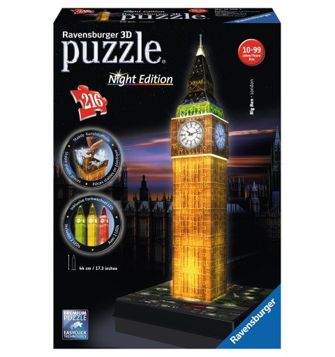 Ravensburger Big Ben Night Edition Puzle 3D 216 pieza(s) Edificios