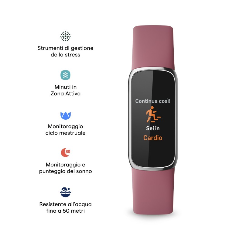 Fitbit Luxe AMOLED Braccialetto per rilevamento di attività Rosa, Platino