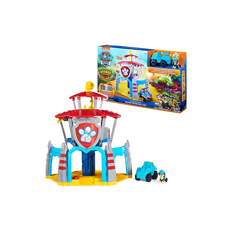 PAW Patrol LA PAT' PATROUILLE – PLAYSET QUARTIER GENERAL PAT' PATROUILLE – Univers Jouet Avec Effets Sonores Dino Rescue avec