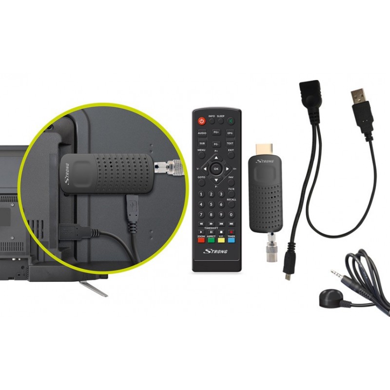 Strong SRT 82 decoder digitale terreste DVB-T2 HDMI Dongle Pocket USB Timeshift