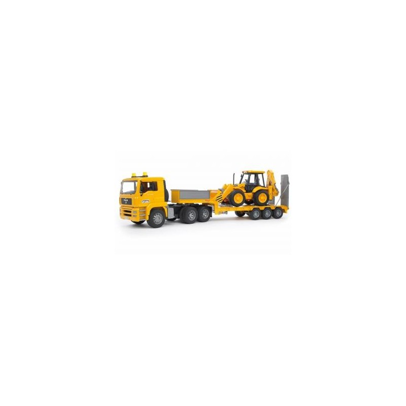 BRUDER MAN TGA Low loader truck with JCB Backhoe loader