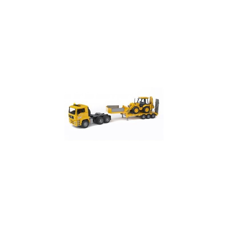 BRUDER MAN TGA Low loader truck with JCB Backhoe loader