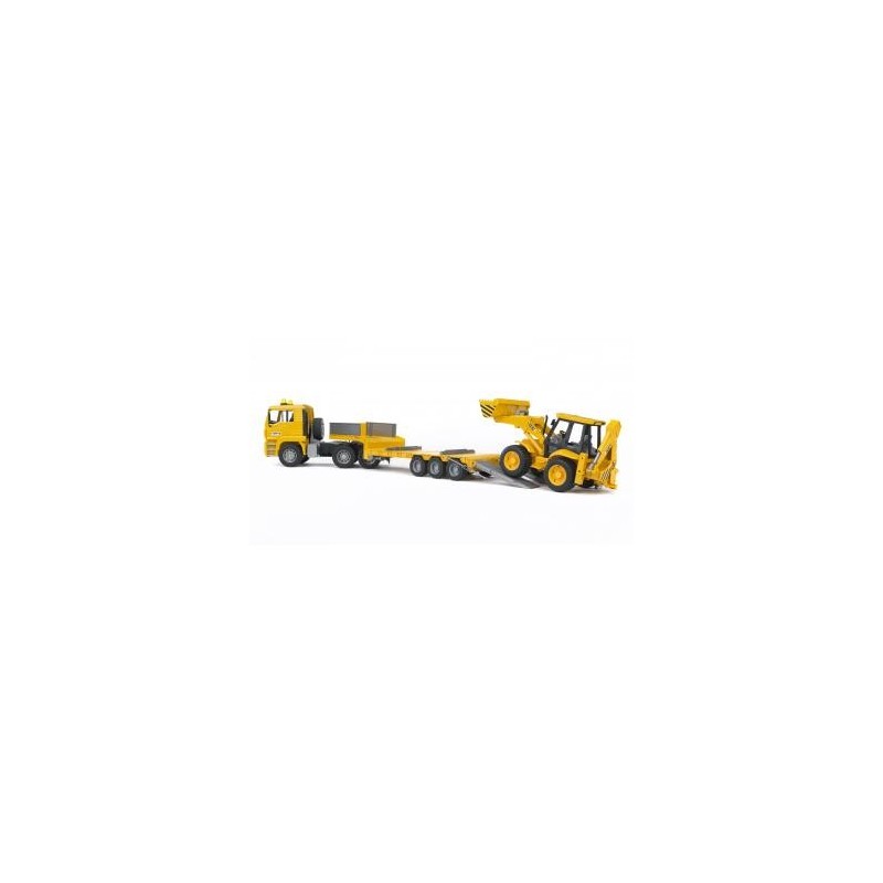 BRUDER MAN TGA Low loader truck with JCB Backhoe loader