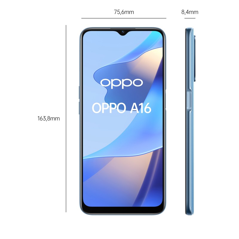 OPPO A16 16,6 cm (6.52") SIM doble ColorOS 11.1 4G USB Tipo C 4 GB 64 GB 5000 mAh Azul