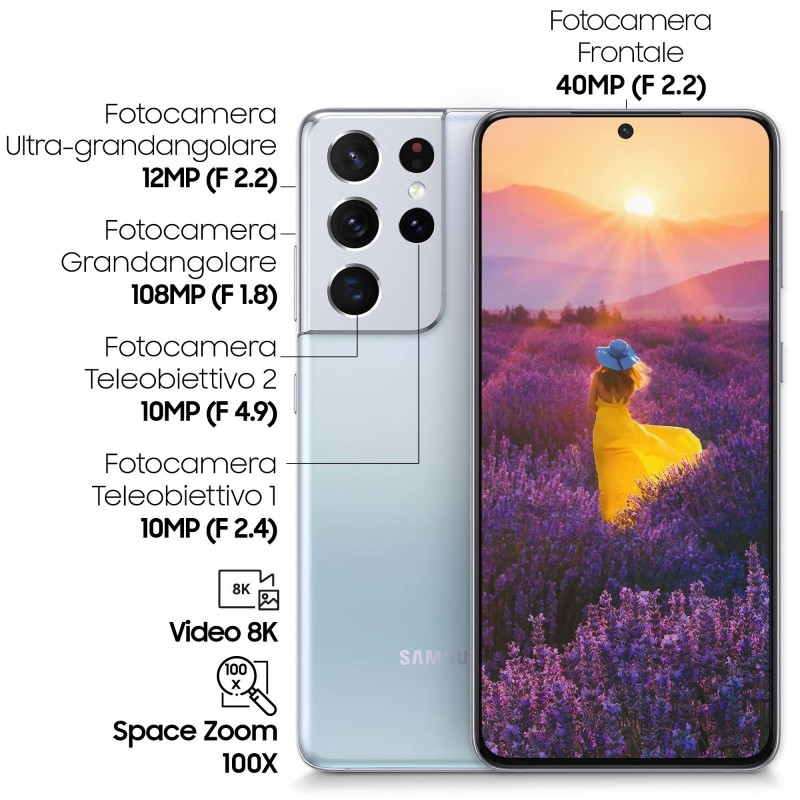 Samsung Galaxy S21 Ultra 5G SM-G998B 17,3 cm (6.8 Zoll) Dual-SIM Android 11 USB Typ-C 12 GB 256 GB 5000 mAh Silber