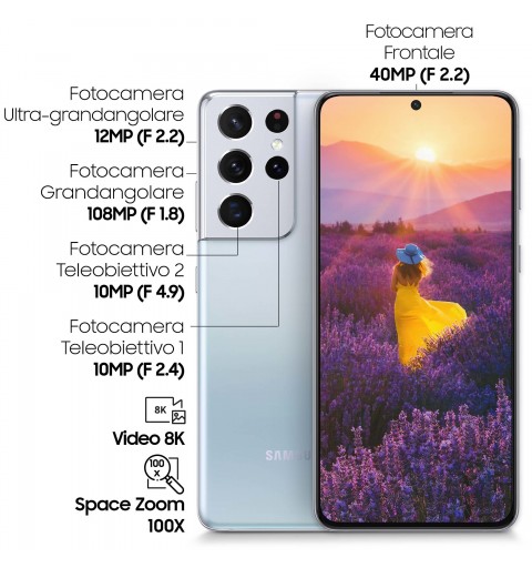 Samsung Galaxy S21 Ultra 5G SM-G998B 17,3 cm (6.8 Zoll) Dual-SIM Android 11 USB Typ-C 12 GB 256 GB 5000 mAh Silber