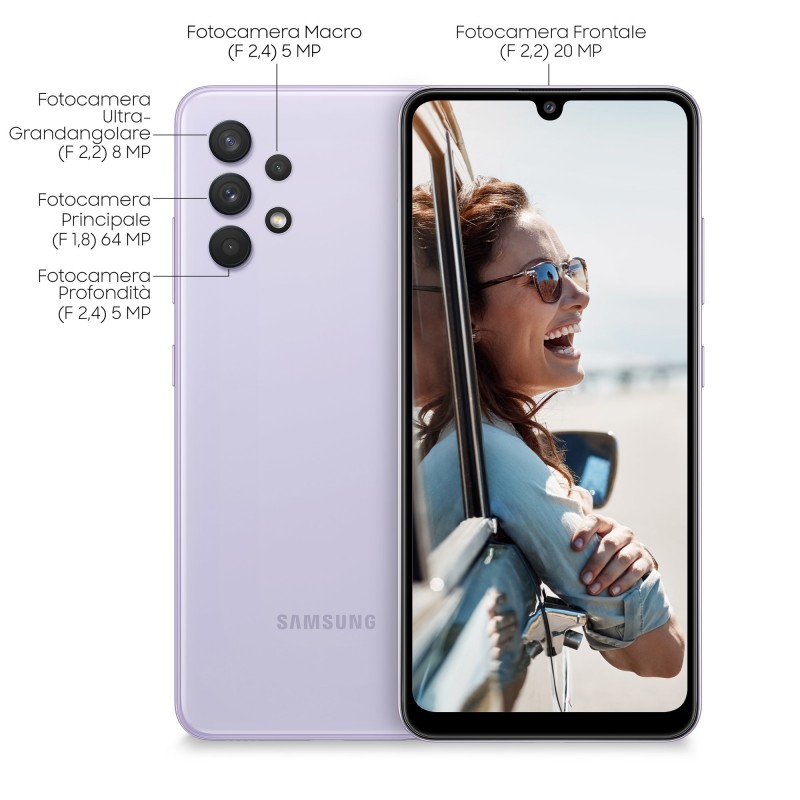 Samsung Galaxy A32 4G SM-A325F DS 16,3 cm (6.4") SIM doble Android 11 USB Tipo C 4 GB 128 GB 5000 mAh Violeta