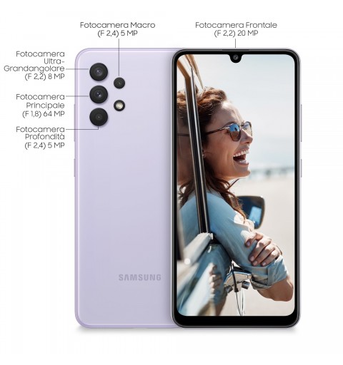 Samsung Galaxy A32 4G SM-A325F DS 16,3 cm (6.4") SIM doble Android 11 USB Tipo C 4 GB 128 GB 5000 mAh Violeta