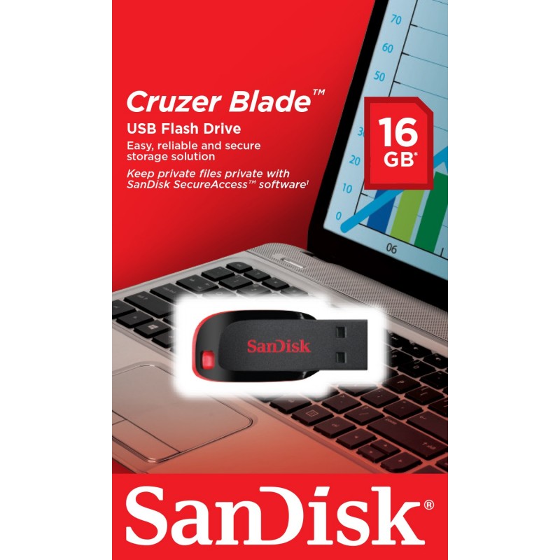 SanDisk Cruzer Blade lecteur USB flash 16 Go USB Type-A 2.0 Noir, Rouge