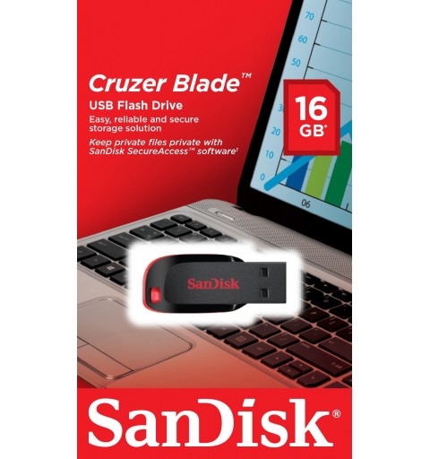 SanDisk Cruzer Blade unidad flash USB 16 GB USB tipo A 2.0 Negro, Rojo