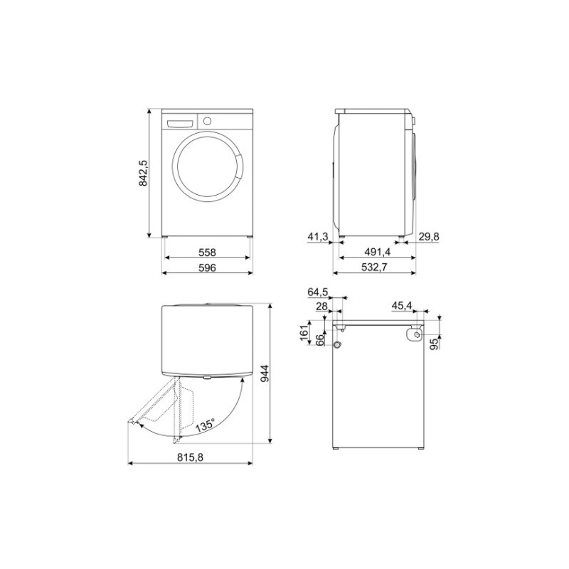 Smeg LBW60IT lavadora Carga frontal 6 kg 1000 RPM D Blanco