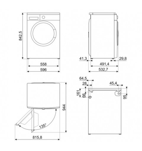 Smeg LBW60IT lavadora Carga frontal 6 kg 1000 RPM D Blanco