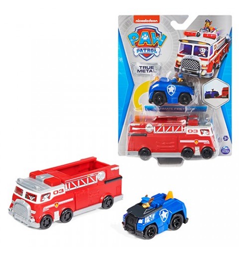 PAW Patrol , Camion dei Pompieri e auto della polizia di Chase in metallo, veicoli die-cast in scala 1 55, giocattoli per