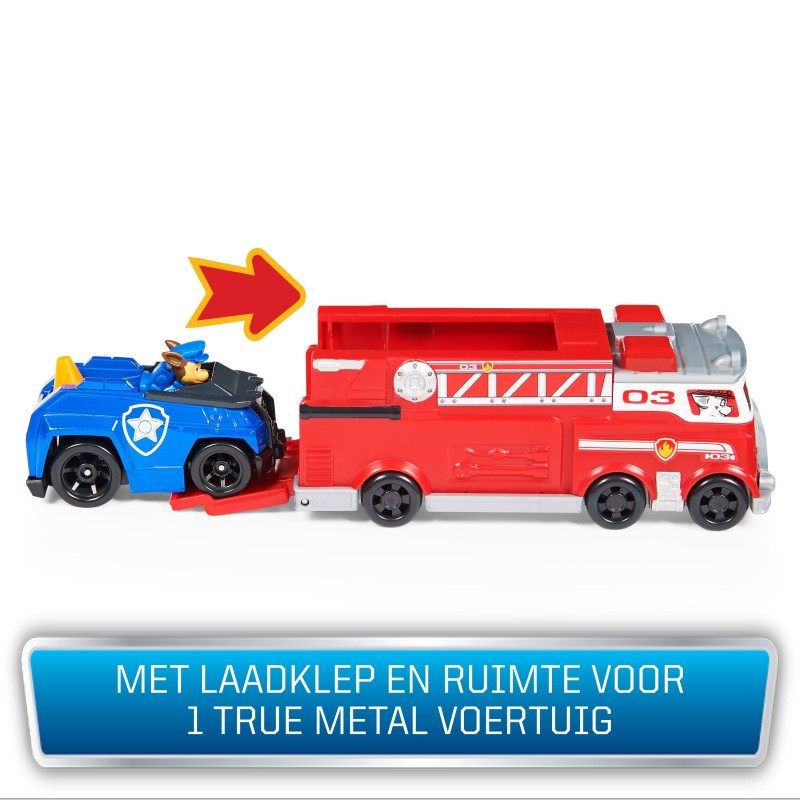 PAW Patrol , Camion dei Pompieri e auto della polizia di Chase in metallo, veicoli die-cast in scala 1 55, giocattoli per