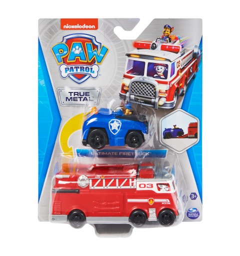 PAW Patrol , Camion dei Pompieri e auto della polizia di Chase in metallo, veicoli die-cast in scala 1 55, giocattoli per
