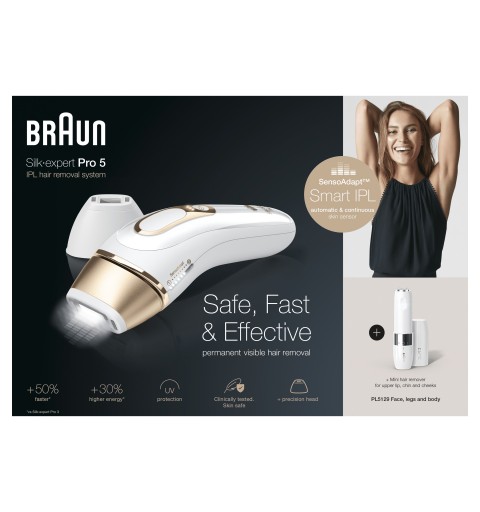 Braun Silk-expert Pro 5 PL5129 Lichtimpulstechnologie (IPL) Weiß, Gold