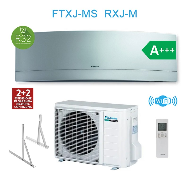 Daikin FTXJ35MS RXJ35M Condizionatore Climatizzatore Emura 12000Btu + Staffa A+++ A++ Wifi Silver 4anni Garanzia