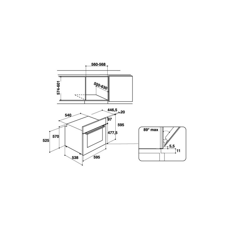Hotpoint FA3 530 H IX HA forno 66 L 3600 W A Nero, Acciaio inossidabile
