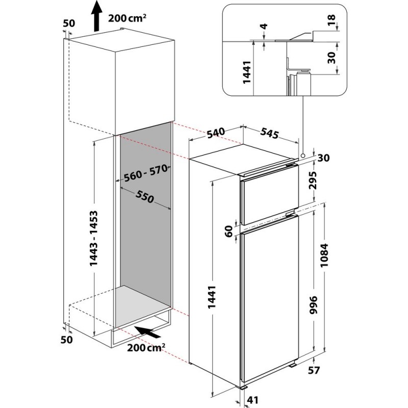 Hotpoint BD 2422 HA 1 réfrigérateur-congélateur Intégré (placement) 216 L F Acier inoxydable