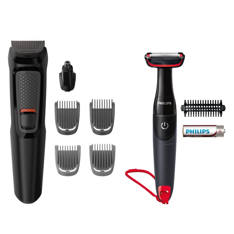 Philips MULTIGROOM Series 3000 6 accessori Lame in acciaio autoaffilanti 6 in 1, Barba