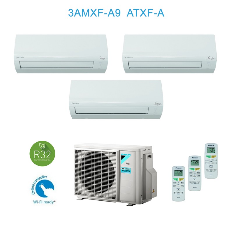 Daikin 3AMXF52A9 + 3x ATXF25A Condizionatore Climatizzatore Trial split 3x 9000Btu Classe A++/A+ Inverter R-32 wifi ready