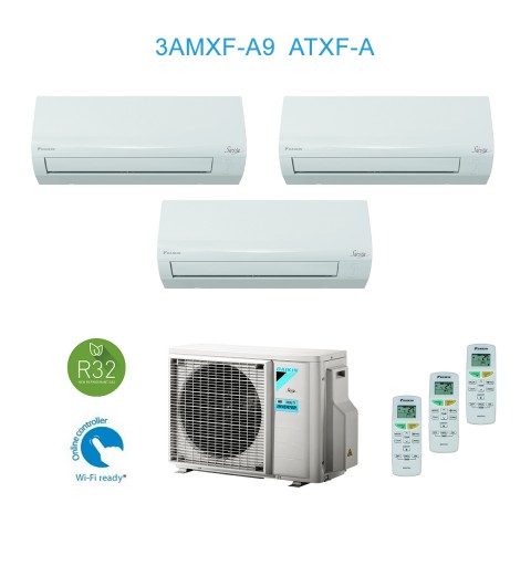 Daikin Multi Split 3x1 Aire Acondicionado 3AMXF52A9 + Kit 2x9000 + 12000BTU R32, A++/A+, Inverter, Bomba De Calor, Wifi Ready