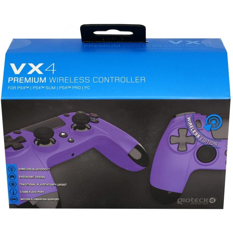 Gioteck VX4 Porpora Bluetooth Gamepad Analogico Digitale PlayStation 4