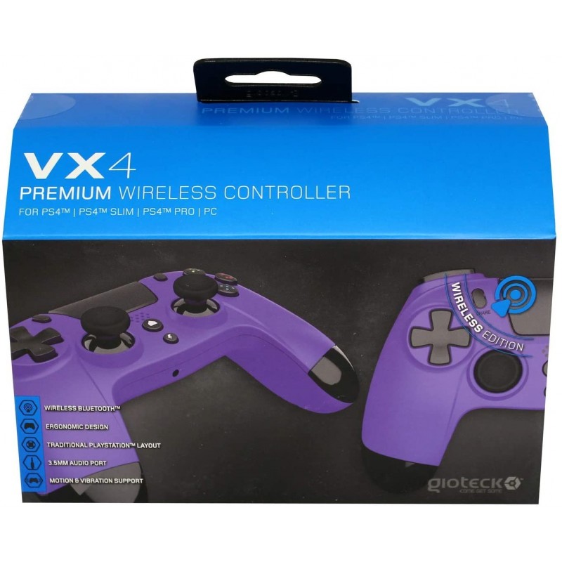 Gioteck VX4 Purple Bluetooth Gamepad Analogue Digital PlayStation 4