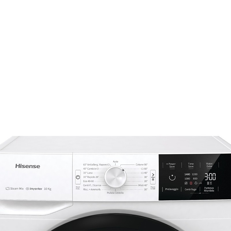 Hisense W10141GEVM Waschmaschine Frontlader 10 kg 1400 RPM B Schwarz, Weiß