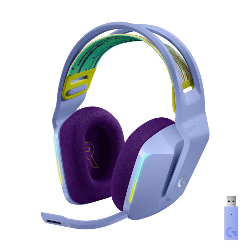 Logitech G G733 LIGHTSPEED Wireless RGB Gaming Headset Kopfhörer Kabellos Kopfband Lila