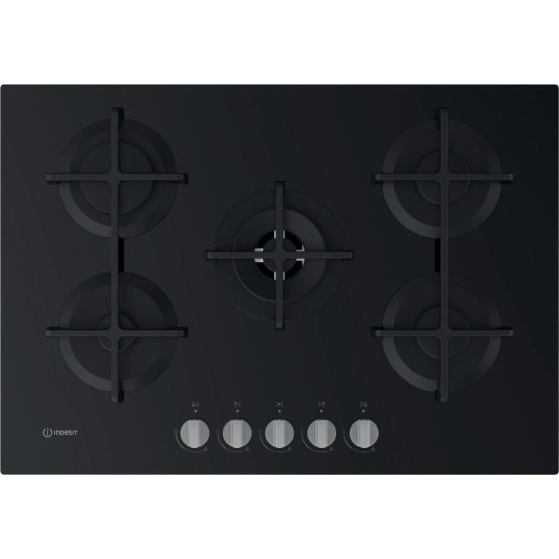 Indesit ING 72T BK hob Black Built-in 73 cm Gas 5 zone(s)