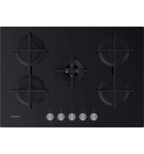 Indesit ING 72T BK hob Black Built-in 73 cm Gas 5 zone(s)