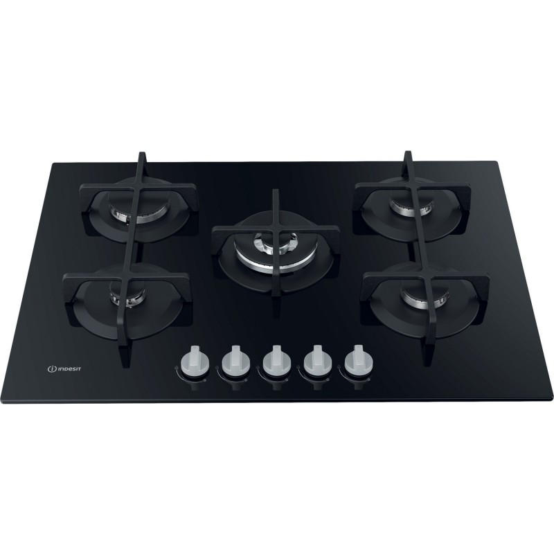 Indesit ING 72T BK hob Black Built-in 73 cm Gas 5 zone(s)